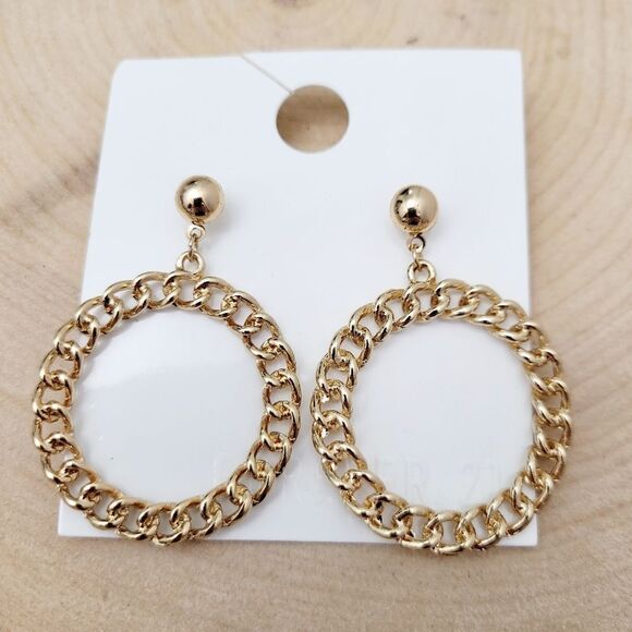 Brand New Forever 21 Gold Tone Hoops Earrings - Picture 1 of 7